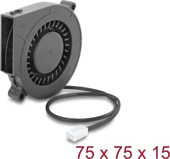 Picture of Delock Radial Fan / Blower Fan 12 V DC 75 x 75 x 15 mm with 3 pin fan connector, black