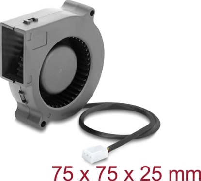 Attēls no Delock Radial Fan / Blower Fan 12 V DC 75 x 75 x 25 mm with 3 pin fan connector, black