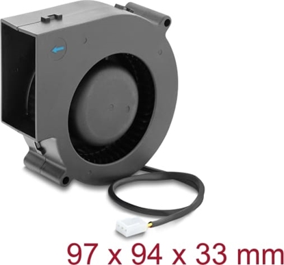 Attēls no Delock Radial Fan / Blower Fan 12 V DC 97 x 94 x 33 mm with 3 pin fan connector, black