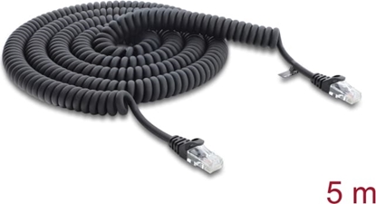 Attēls no Delock RJ45 Coiled Cable plug to plug Cat.5e 5 m black
