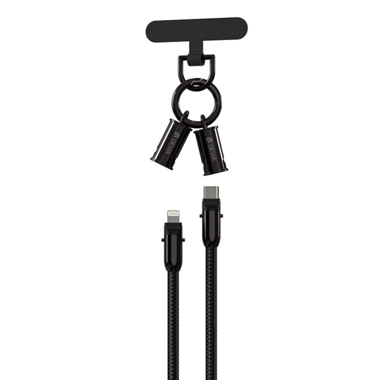 Picture of Devia Devia cable lanyard 2in1 PD USB-C - Lightning 1,2 m 27W black