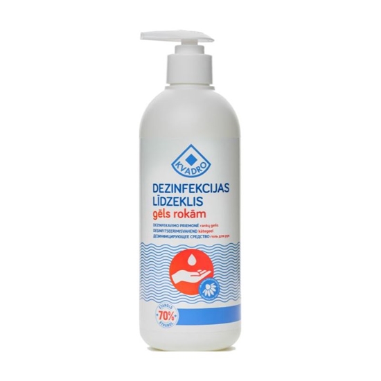 Picture of Dezinfekcijas līdzeklis rokām, gēls, 500 ml. etanols 70%, ar dozatoru, KVADRO