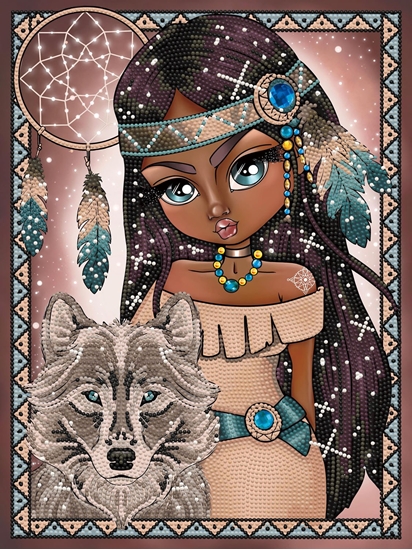 Picture of DIAMOND DOTZ DIAMOND DOTZ ADULTS INDIAN GIRL WITH WOLF