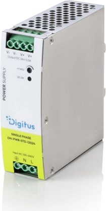 Изображение Digitus Industrial power supply unit, 24V DC, 5A, 120W, AC-DC, metal housing, for DIN rail mounting