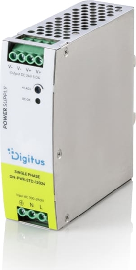 Изображение Digitus Industrial power supply unit, 24V DC, 5A, 120W, AC-DC, metal housing, for DIN rail mounting