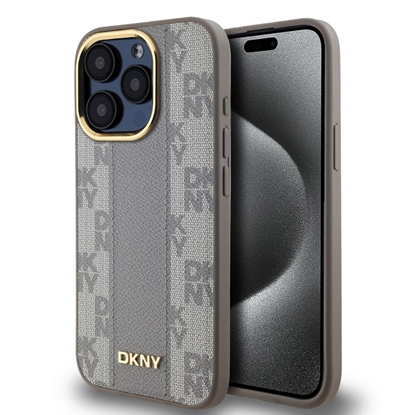 Picture of DKNY Apple DKNY PU Leather Checkered Pattern Magsafe Case for iPhone 15 Pro Max Beige