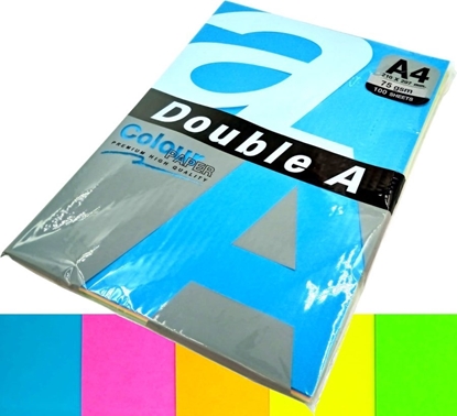 Изображение Double A Papier Kolorowy A4 Double A Mix 5 Kolorów Neonowych 75G 100 Arkuszy