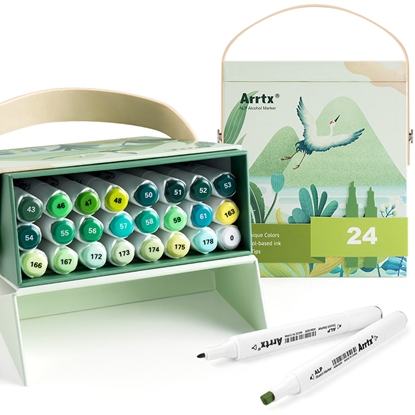 Picture of Double-sided Marker Pens ARRTX Alp, 24 Colours, green tone shade