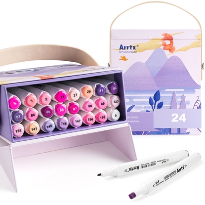 Picture of Double-sided Marker Pens ARRTX Alp, 24 Colours, purple tone shade