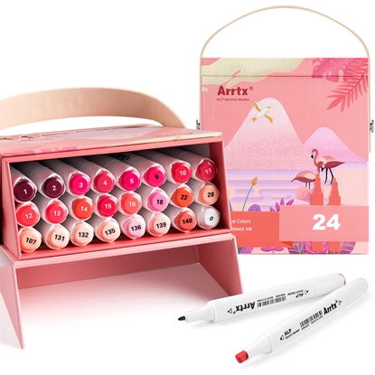 Picture of Double-sided Marker Pens ARRTX Alp, 24 Colours, red tone shade