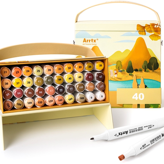 Picture of Double-sided Marker Pens ARRTX Alp, 40 Colours, yellow shade