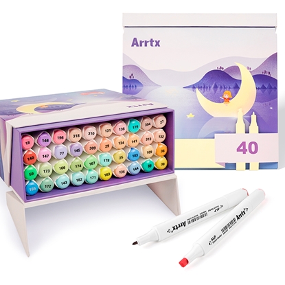 Picture of Double-sided Marker Pens ARRTX Alp, 40 Colours, pastel tone shade