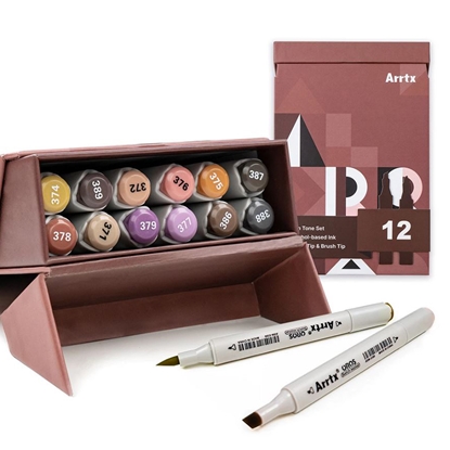 Picture of Double-sided Marker Pens ARRTX Oros, 12 Colours, earth tone shade
