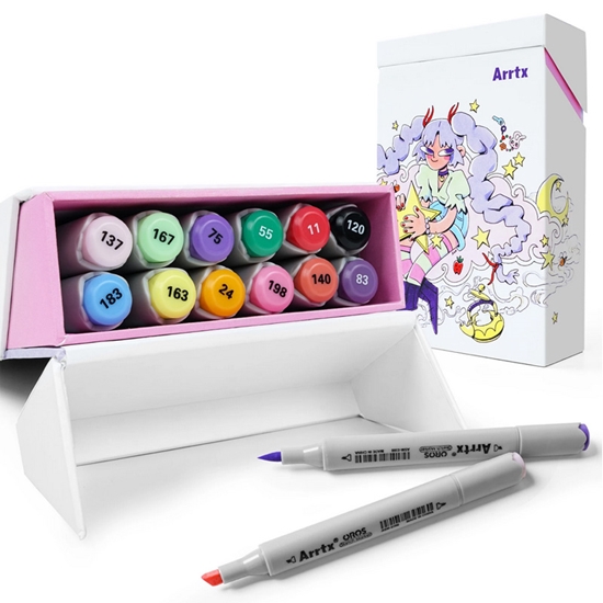 Picture of Double-sided Marker Pens ARRTX Oros, 12 Colours, pastel tones