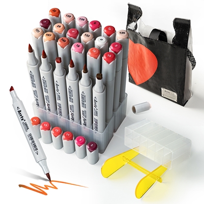 Picture of Double-sided Marker Pens ARRTX Oros, 24 Colours, red tone shade
