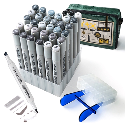 Picture of Double-sided Marker Pens ARRTX Oros, 32 Colours, grey tone shade