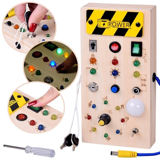 Изображение Drewniana TABLICA manipulacyjna Montessori - elektryczne diody LED ZA5944 EDUKAMP