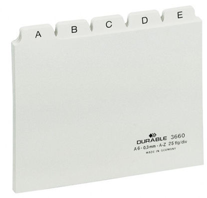 Picture of Durable Guide index card A6 division 5/5 A-Z printed tabs PP