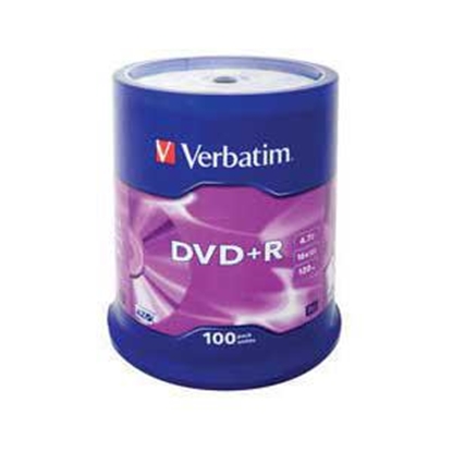 Picture of DVD+R 120min 4,7Gb par 1gab Verbatim iepak.100gab