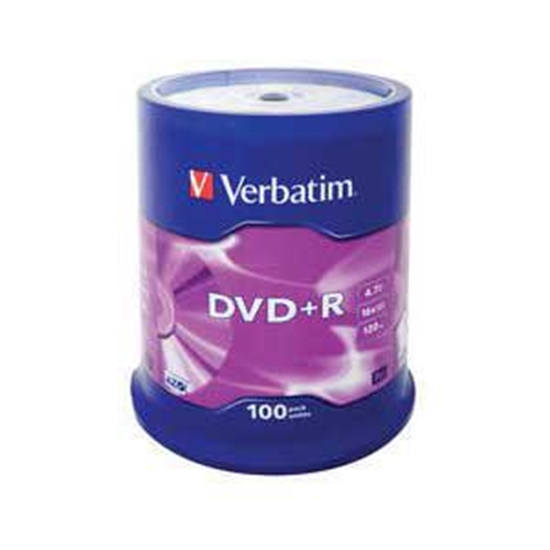 Picture of DVD+R 120min 4,7Gb par 1gab Verbatim iepak.100gab