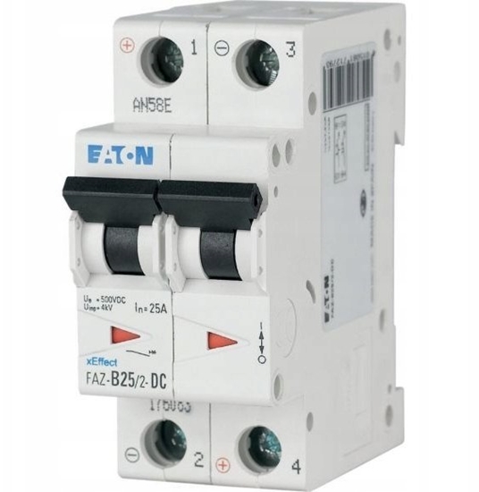 Изображение Eaton Wycznik nadprdowy 2P B 6A DC 10kA FAZ-B6/2-DC 176078
