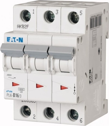 Attēls no Eaton Wycznik nadprdowy 3P B 16A 6kA AC PL6-B16/3 286589