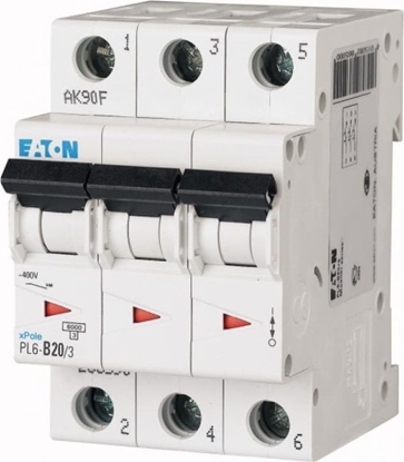 Attēls no Eaton Wycznik nadprdowy 3P C 20A 6kA AC PL6-C20/3 286602