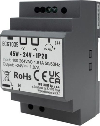 Picture of Ecolight Zasilacz Led Na Szyn Din 45W 24V Ip20 Eco* Light Ec61035 Eco* Light