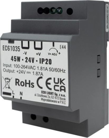 Изображение Ecolight Zasilacz Led Na Szyn Din 45W 24V Ip20 Eco* Light Ec61035 Eco* Light