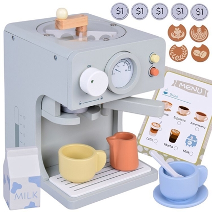 Attēls no Ecotoys Drewniany ekspres do kawy - idealny zestaw dla maego baristy 18ele ZA5935