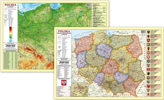 Picture of Eko Graf Podkadka na biurko - Mapa fizyczno-admini. Polska