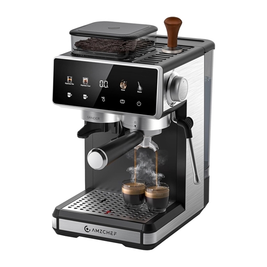Изображение Ekspres cinieniowy Amzchef Ekspres do kawy kolbowy AMZCHEF CE-CM5560-SV (srebrny)