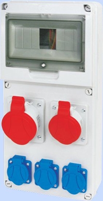 Picture of Elektromet Rozdzielnica budowlana 8 moduów 1x16A 5P 400V, 1x32A 5P 400V, 3x16A 2P+Z RSE-03 IP54 (942081)