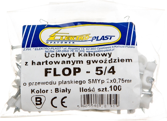 Изображение Elektro-Plast Uchwyt paski do przewodów SMYp 2x0,75 FLOP-5/4 100szt. (27.54)