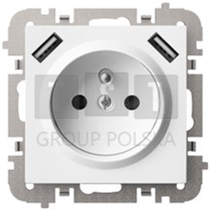 Изображение Elektro-Plast Vestra Gniazdo 2P+Z 2xUSB zasilajce bez ramki podtynkowe IP20 biay 3888-10