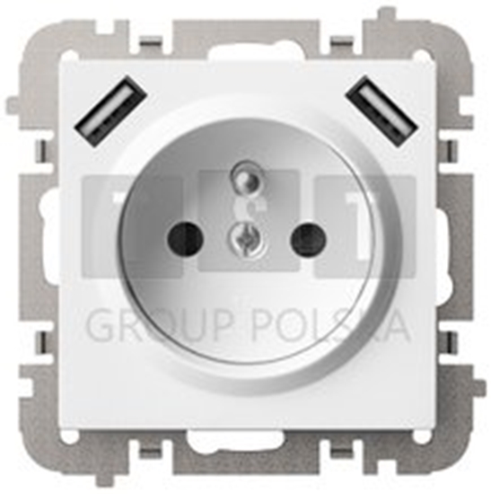 Изображение Elektro-Plast Vestra Gniazdo 2P+Z 2xUSB zasilajce bez ramki podtynkowe IP20 biay 3888-10