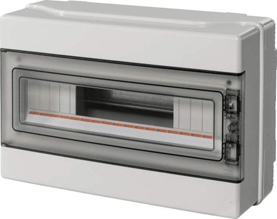 Picture of Elettrocanali Rozdzielnica moduowa 1x18 n/t bezhalogenowa drzwi transp.IP65 szyna N+PE szara 1000V AC 1500V DC PV UV 290x390x140, EC62018E