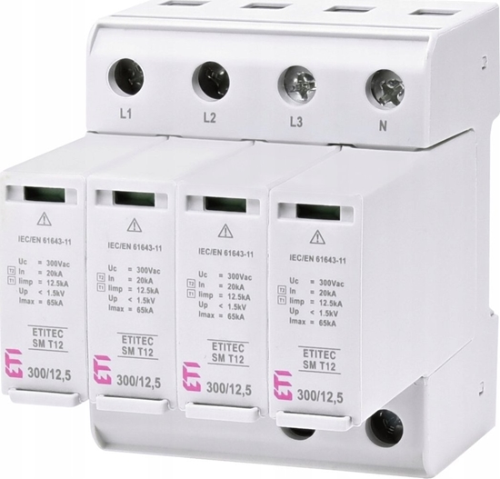 Изображение Eti-Polam Ogranicznik przepi T1 + T2 (B, C) ETITEC SM T12 300/12,5 4+0 002440546