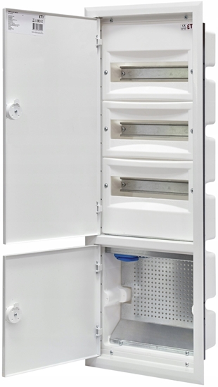 Изображение Eti-Polam Rozdzielnica hybrydowy 3x12 podtynkowy drzwi metalowy biay / IP40 400V AC / ERP12-5-3V MEDIA 001101372