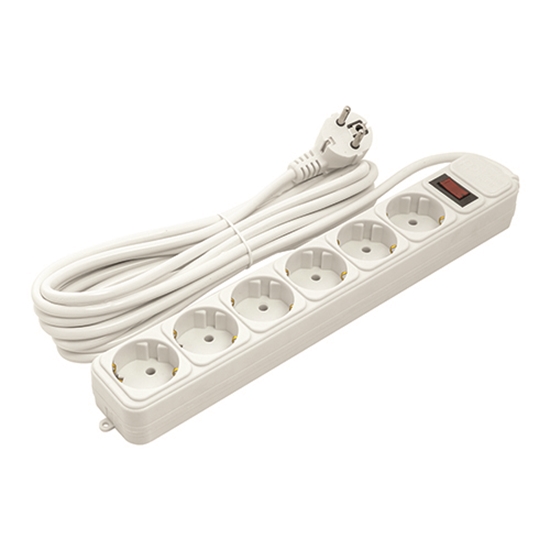 Picture of Extension cord 5m, 6 sockets, with switch