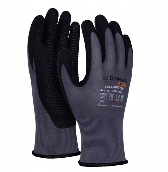 Изображение ExtraLink Rkawice Donau Safety Flex-Dotted rozm.10 szare