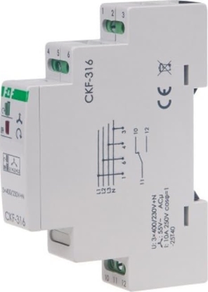 Attēls no F&F Mikroprocesorowy czujnik kolejnoci i zaniku faz monta na szynie DIN True RMS CKF-316-TRMS