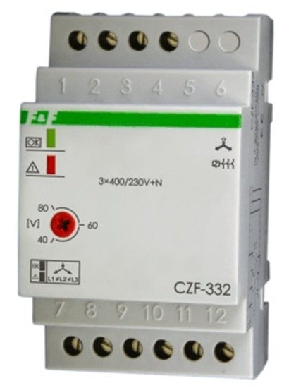 Picture of F&F Przekanik zaniku i asymetrii faz z kontrol styków stycznika 10A 1P 4sek 40-80V CZF-332