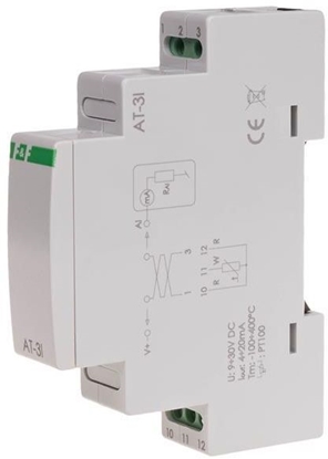 Attēls no F&F Przetwornik temperatury analogowy 4-20mA bez sondy dla PT-100 (AT-3I)