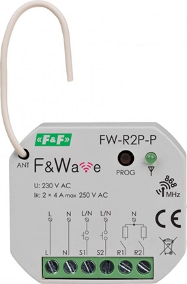 Attēls no F&F Radiowy podwójny przekanik bistabilny do puszki fi60 85-265V AC/DC multifunkcyjny podtynkowy FW-R2P-P