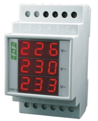 Attēls no F&F Woltomierz 3-fazowy cyfrowy moduowy 100-300V AC dokadno 1% DMV-3