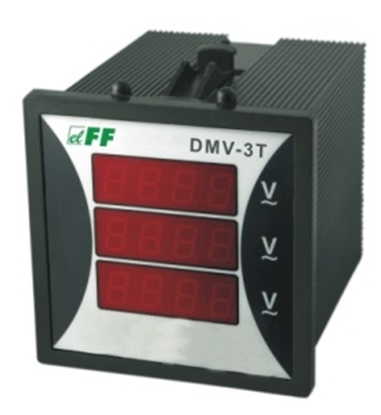 Attēls no F&F Woltomierz 3-fazowy cyfrowy moduowy TrueRMS 100-300V AC dokadno 0,5% (DMV-3T)