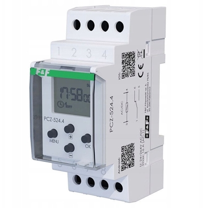 Изображение F&F Zegar sterujcy programowalny astronomiczny F&F PCZ-524.4 16A 1NO/NC 24-264V AC/DC jednokanaowy programowalny przez NFC