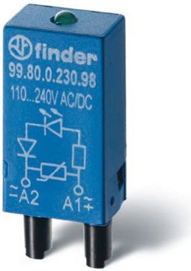 Изображение Finder Modu sygnalizacyjny LED zielony + warystor 110 - 240V AC / DC (99.80.0.230.98)