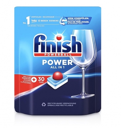 Изображение Finish Power All in 1 trauku mazgājamās tabletes bez fosfātiem | 30gab. | Powerball formula
